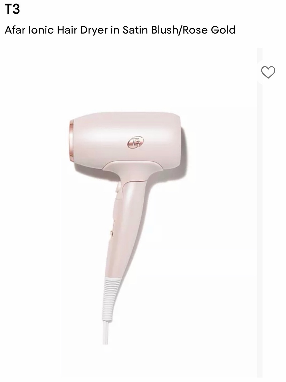 T3 Afar Compact Hair Dryer - Blush